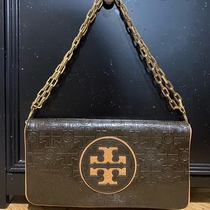 Brown and gold Tory Burch bag